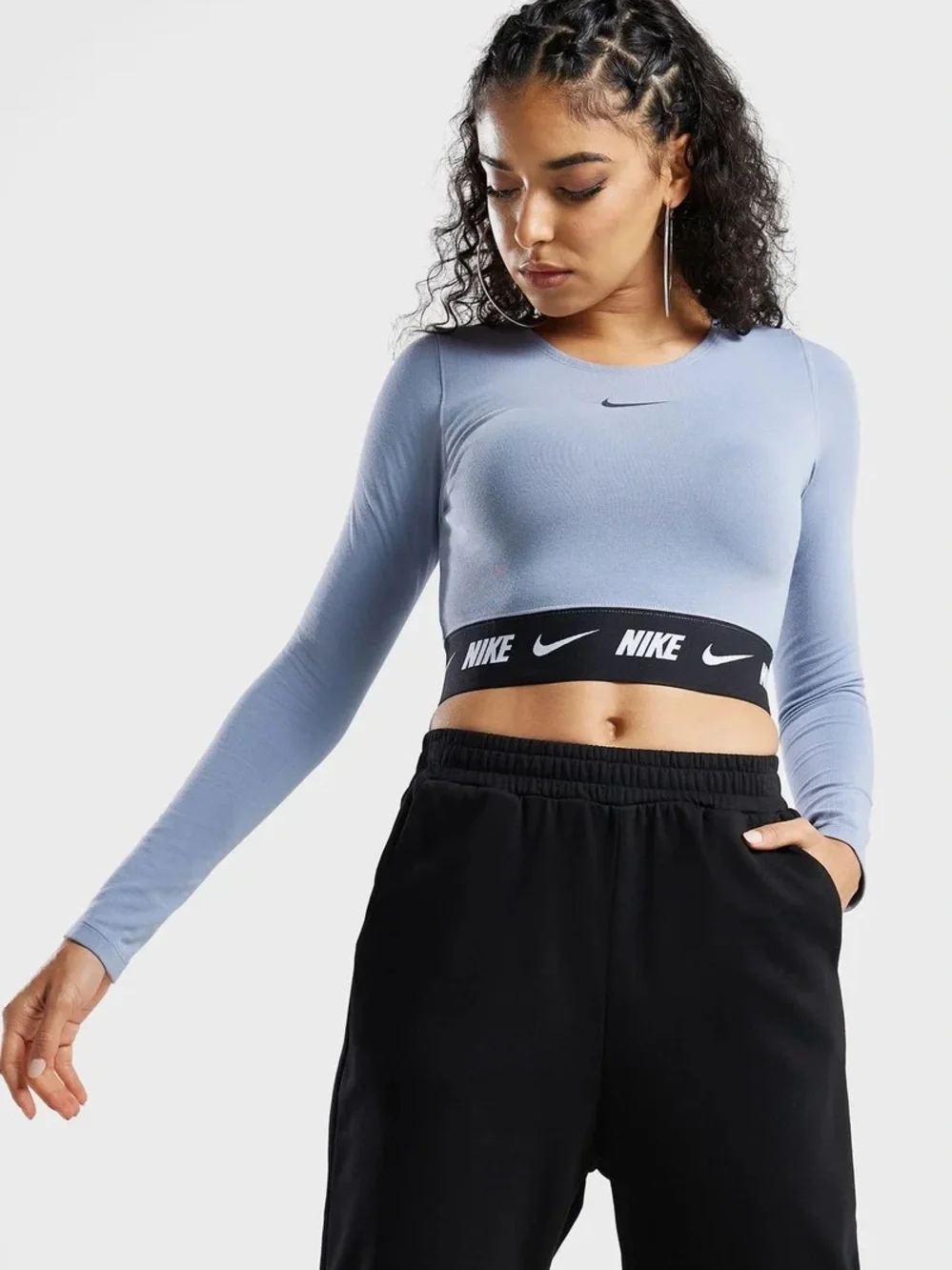 New Nike Nsw Tape Cropped Long Sleeve Top